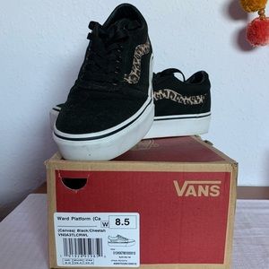 Black/Cheetah Platform Vans